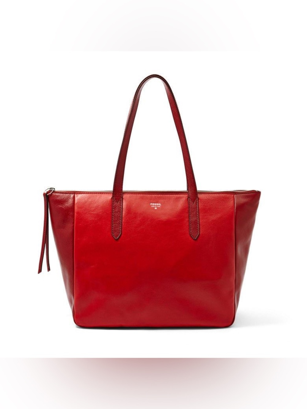 Fossil Sydney Red Leather Tote Shopper Bag Large Oversized Purse Quiet Luxury